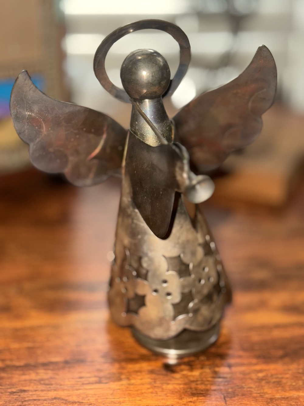 Christmas Spinning Musical Metal Angel Figurine